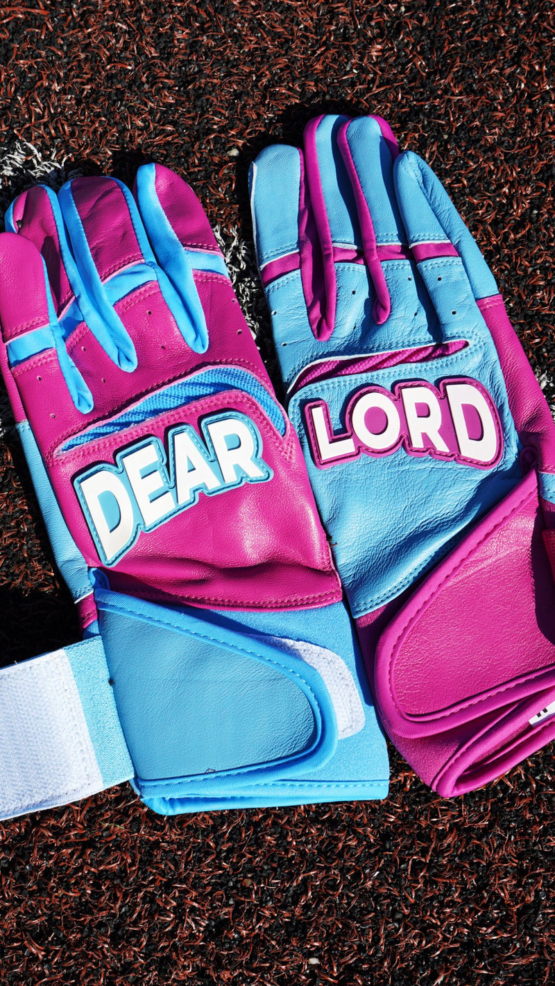 Pro Long Cuff Cabretta “DEAR LORD” Batting Gloves DOUBLE COTTON CANDY - Hallowed Collection